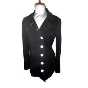 Anthropologie Bailey 44 Womens Blazer Jacket Asymmetric White Button Sz M Black